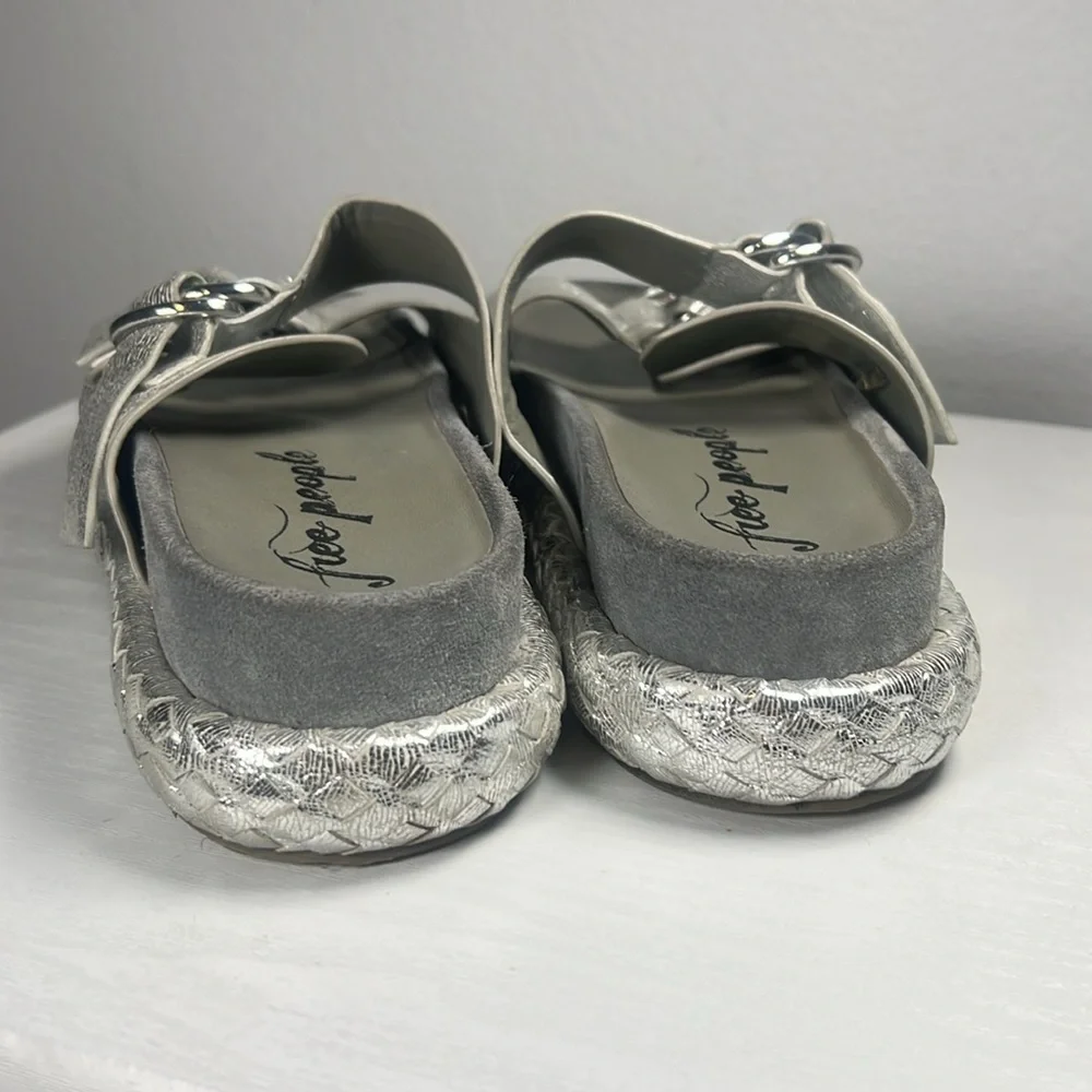 FREE PEOPLE Silver Panama Leather Platform Sandal Sz. 36 - Picture 4 of 10